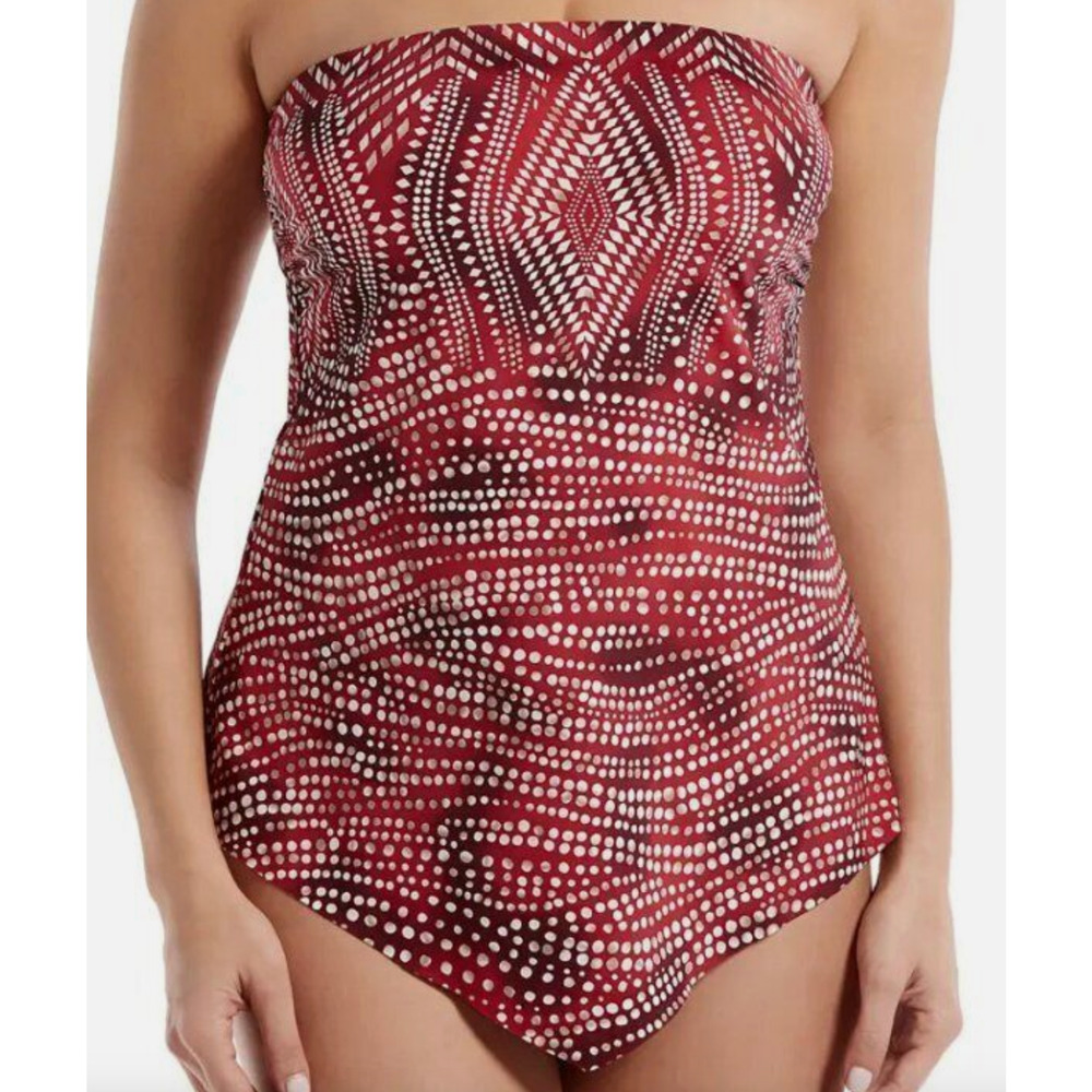 MIRACLESUIT BABYLON BANDEAU TANKINI SWIM TOP BLACK BOTTOMS SWIMSUIT SET 8